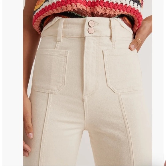 Marine Layer Archive Flare Jeans in Ecru White Size 2 - Picture 2 of 10